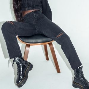 Princess Polly Attica knee rip black jeans